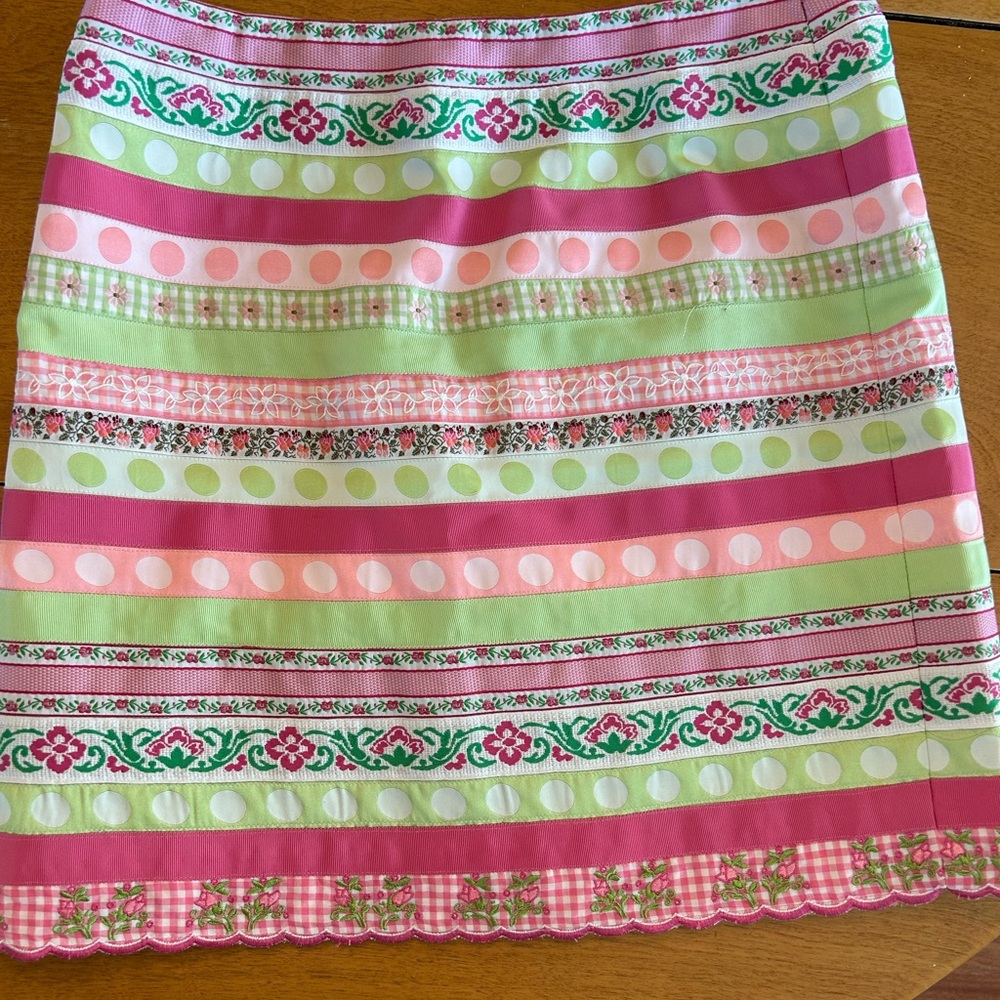 Lilly Pulitzer Pink and Green A-line Mini Skirt Resort Wear